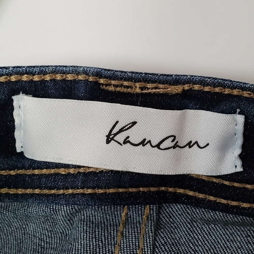 KanCan Women's Flared Jeans, Button Fly Distressed Dark Wash Size 5, 26" Waist - Picture 9 of 11